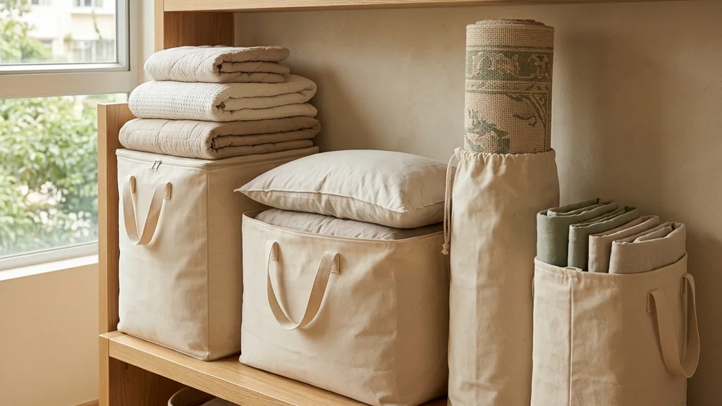 Bedding and breathable storage bags