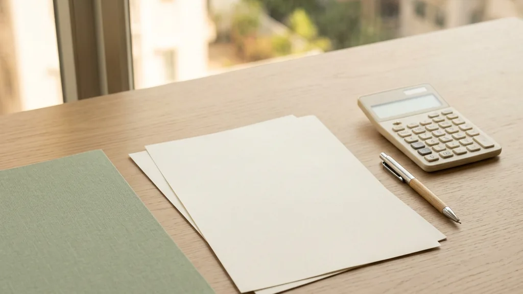 Blank rental paperwork and a calculator