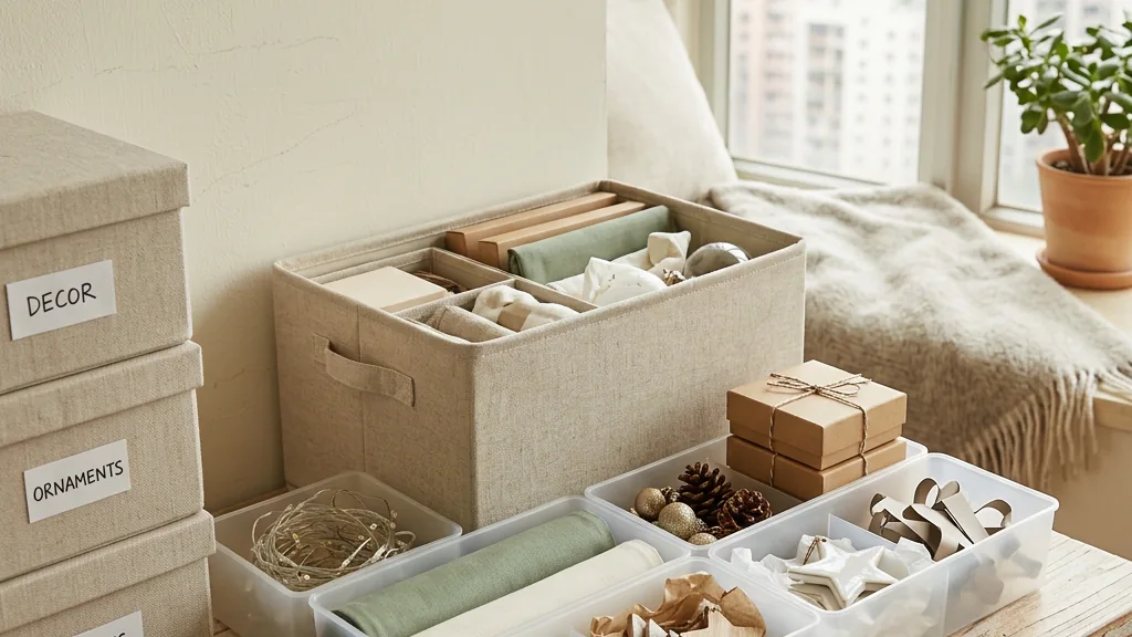 Seasonal decorations in divided storage
