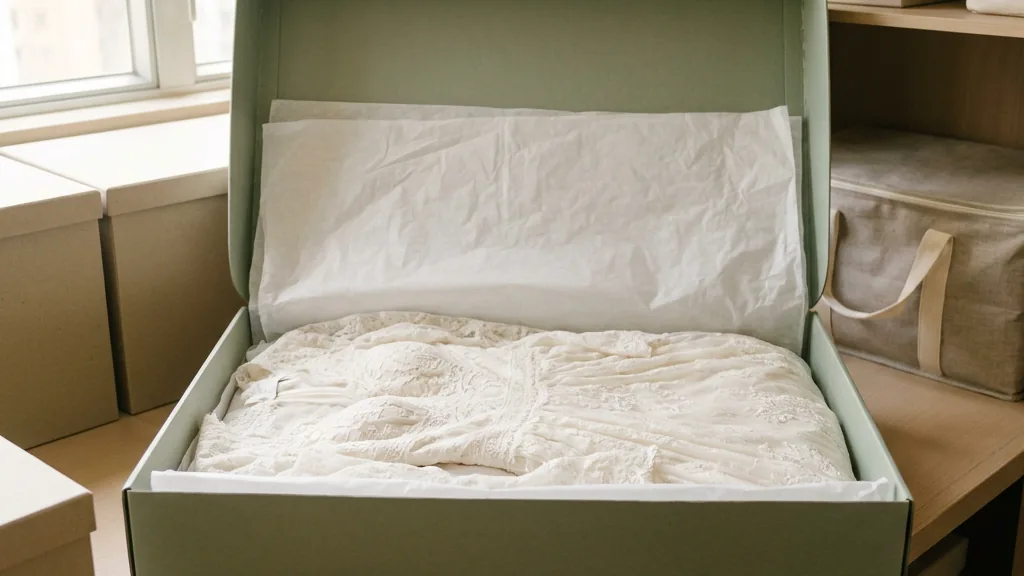 Wedding dress and acid-free garment storage