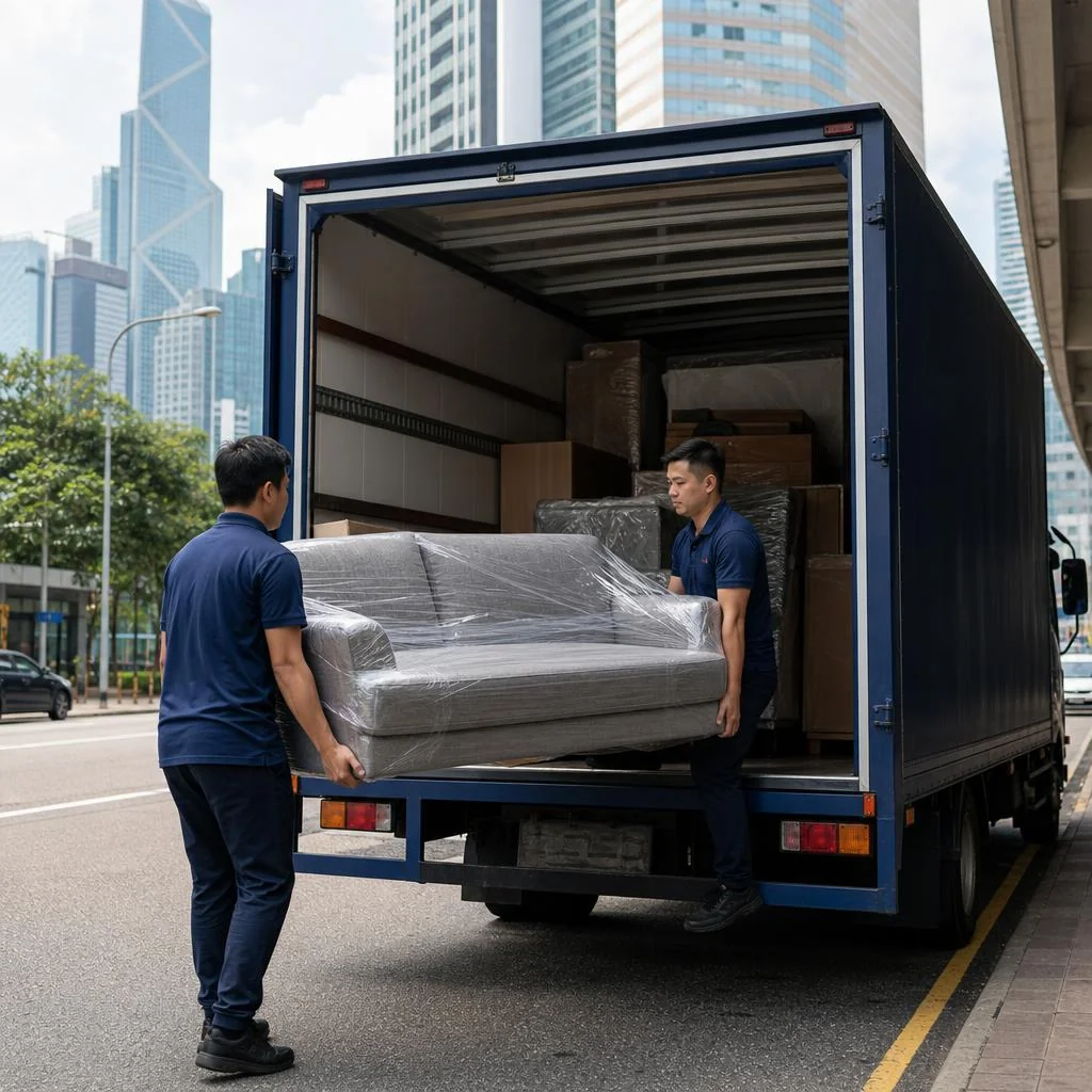 Moving team handling household items